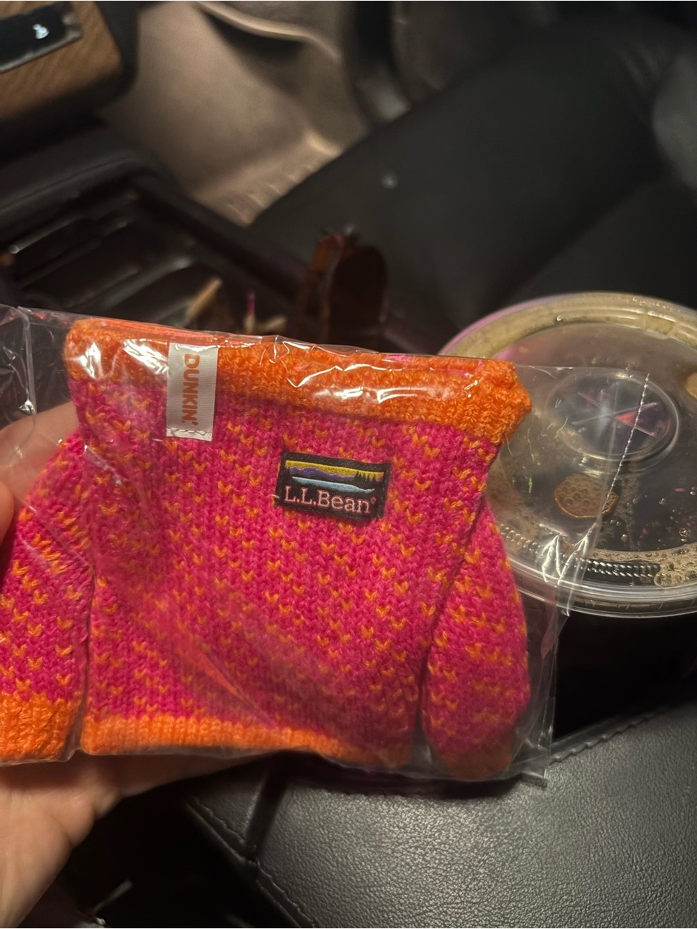 L.L. Bean Pink & Orange Dunkin cup sweater